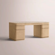 Liromelle Emperador Desk — LIGHT BRUSHED OAK / CREMA EMPERADOR MARBLE / 60
