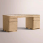 Liromelle Emperador Desk — LIGHT BRUSHED OAK / CREMA EMPERADOR MARBLE / 84