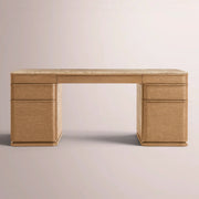 Liromelle Emperador Desk — NATURAL BRUSHED OAK / GOLD EMPERADOR MARBLE / 84