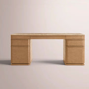 Liromelle Emperador Desk — NATURAL BRUSHED OAK / GOLD EMPERADOR MARBLE / 72