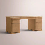 Liromelle Emperador Desk — NATURAL BRUSHED OAK / GOLD EMPERADOR MARBLE / 72
