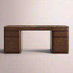 Liromelle Emperador Desk — BROWN BRUSHED OAK / BROWN EMPERADOR MARBLE / 84