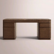 Liromelle Emperador Desk — BROWN BRUSHED OAK / BROWN EMPERADOR MARBLE / 84