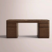 Liromelle Emperador Desk — BROWN BRUSHED OAK / BROWN EMPERADOR MARBLE / 72