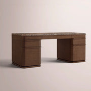 Liromelle Emperador Desk — BROWN BRUSHED OAK / BROWN EMPERADOR MARBLE / 72