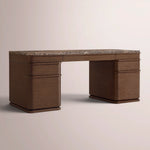 Liromelle Emperador Desk — BROWN BRUSHED OAK / BROWN EMPERADOR MARBLE / 84