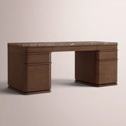 Liromelle Emperador Desk — BROWN BRUSHED OAK / BROWN EMPERADOR MARBLE / 84