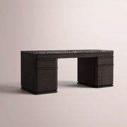 Liromelle Emperador Desk — BLACK BRUSHED OAK / BLACK EMPERADOR MARBLE / 60