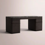 Liromelle Emperador Desk — BLACK BRUSHED OAK / BLACK EMPERADOR MARBLE / 72