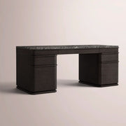 Liromelle Emperador Desk — BLACK BRUSHED OAK / BLACK EMPERADOR MARBLE / 72