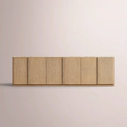 Liromelle Emperador Media Console — LIGHT BRUSHED OAK / CREMA EMPERADOR MARBLE / 6-DOOR 96