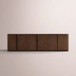 Liromelle Emperador Media Console — BROWN OAK-BROWN MARBLE / 6-DOOR 96