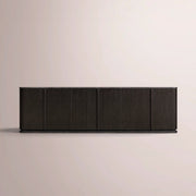 Liromelle Emperador Media Console — BLACK OAK-BLACK MARBLE / 6-DOOR 96