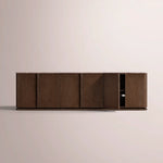 Liromelle Emperador Media Console — BROWN OAK-BROWN MARBLE / 6-DOOR 96