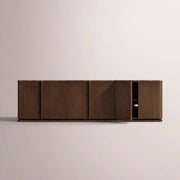 Liromelle Emperador Media Console — BROWN OAK-BROWN MARBLE / 6-DOOR 96