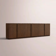 Liromelle Emperador Media Console — BROWN OAK-BROWN MARBLE / 6-DOOR 96