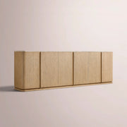 Liromelle Emperador Media Console — GREIGE OAK-GREY MARBLE / 6-DOOR 96
