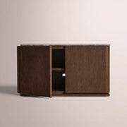 Liromelle Emperador Media Console — BROWN OAK-BROWN MARBLE / 2-DOOR 48