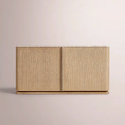 Liromelle Emperador Media Console — LIGHT BRUSHED OAK / CREMA EMPERADOR MARBLE / 2-DOOR 48