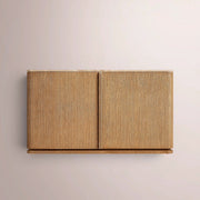Liromelle Emperador Media Console — NATURAL BRUSHED OAK / GOLD EMPERADOR MARBLE / 2-DOOR 48