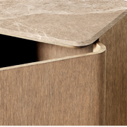 Liromelle Emperador Media Console — LIGHT BRUSHED OAK / CREMA EMPERADOR MARBLE / 4-DOOR 60