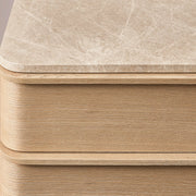 Liromelle Emperador Closed Nightstand — LIGHT BRUSHED OAK / CREMA EMPERADOR MARBLE / 20