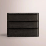 Liromelle Emperador Closed Nightstand — BLACK BRUSHED OAK / BLACK EMPERADOR MARBLE / 32