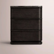 Liromelle Emperador Closed Nightstand — BLACK BRUSHED OAK / BLACK EMPERADOR MARBLE / 20