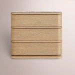 Liromelle Emperador Closed Nightstand — LIGHT BRUSHED OAK / CREMA EMPERADOR MARBLE / 26