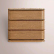 Liromelle Emperador Closed Nightstand — NATURAL BRUSHED OAK / GOLD EMPERADOR MARBLE / 26