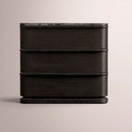 Liromelle Emperador Closed Nightstand — BLACK BRUSHED OAK / BLACK EMPERADOR MARBLE / 26