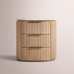 Sopravelle Emperador Closed Bedside Table — LIGHT OAK / CREMAR MARBLE