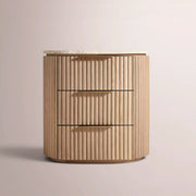 Sopravelle Emperador Closed Bedside Table — LIGHT OAK / CREMAR MARBLE