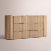 Sopravelle Emperador Drawer Dresser — LIGHT OAK / CREMAR MARBLE / 72