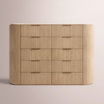 Sopravelle Emperador Tall Drawer Dresser — LIGHT BRUSHED OAK / CREMA MARBLE / 72