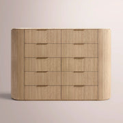 Sopravelle Emperador Tall Drawer Dresser — LIGHT BRUSHED OAK / CREMA MARBLE / 72