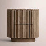 Ethoria Emperador Closed Nightstand — BROWN OAK-BROWN MARBLE / 20