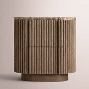 Ethoria Emperador Closed Nightstand — BROWN OAK-BROWN MARBLE / 20