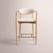 Vavelle Fabric Bar & Counter Stool — GREIGE OAK / BRASS