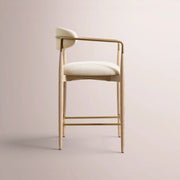 Vavelle Fabric Bar & Counter Stool — GREIGE OAK / BRASS