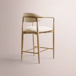 Vavelle Fabric Bar & Counter Stool — GREIGE OAK / BRASS