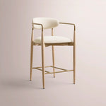 Vavelle Fabric Bar & Counter Stool — GREIGE OAK / BRASS