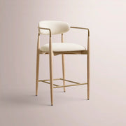 Vavelle Fabric Bar & Counter Stool — GREIGE OAK / BRASS