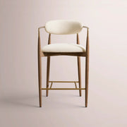 Vavelle Fabric Bar & Counter Stool — BROWN OAK / BRASS