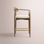 Vavelle Fabric Bar & Counter Stool — BROWN OAK / BRASS