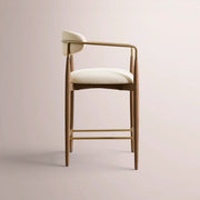 Vavelle Fabric Bar & Counter Stool — BROWN OAK / BRASS