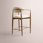 Vavelle Fabric Bar & Counter Stool — BROWN OAK / BRASS