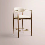 Vavelle Fabric Bar & Counter Stool — BROWN OAK / BRASS