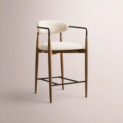 Vavelle Fabric Bar & Counter Stool — BROWN OAK / BRONZE