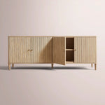 Luvoriel Reeded Sideboard — GREIGE OAK / 4 DOOR  84